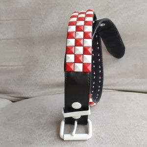 Italian Style Belt Size 28 Red With White Design